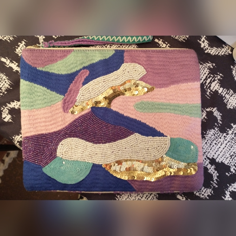 America & Beyond Multicolor Tribal Urban Outfitters Embroidered Clutch - Picture 1 of 2